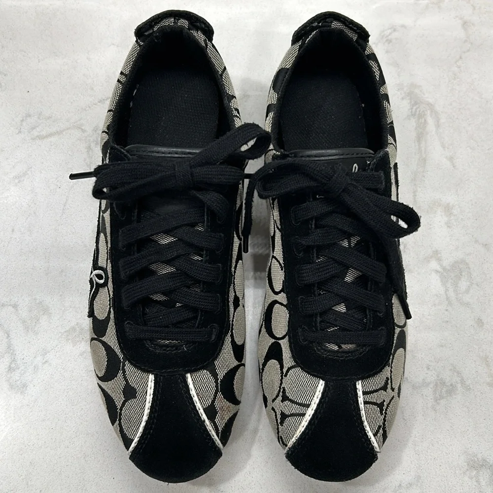 Coach Devin Black Signature Suede Canvas Embroidered Sneakers 8.5 - Picture 5 of 16